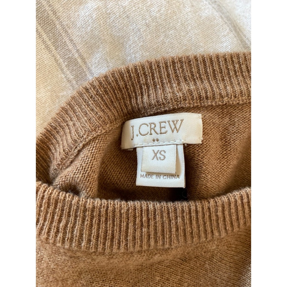 J.Crew Camel Sweater Women's 3/4 Sleeves Crew Neck Boho Office Luxe | XS - Picture 4 of 5